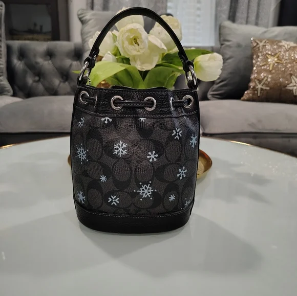 Coach Dempsey Snowflake Mini Bucket Bag - Picture 4 of 11